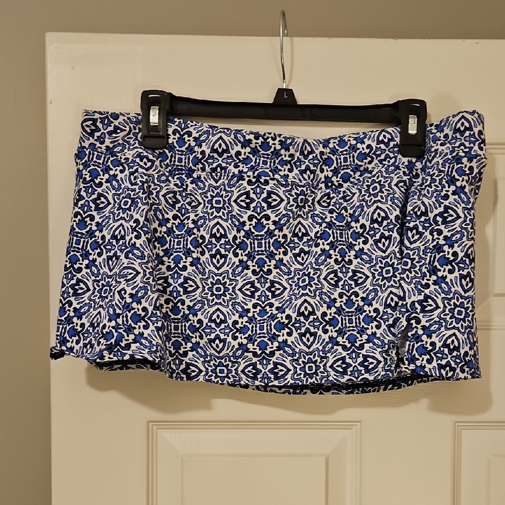 Lands' End Women's Blue and White Swim Skirt